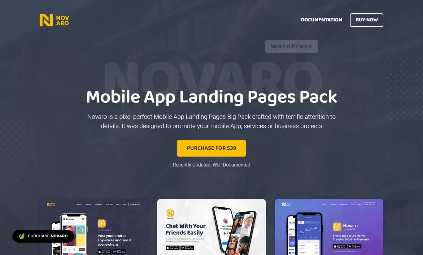  App Landing Page WordPress Responsive Theme for Software & Technology Development Company - Novaro